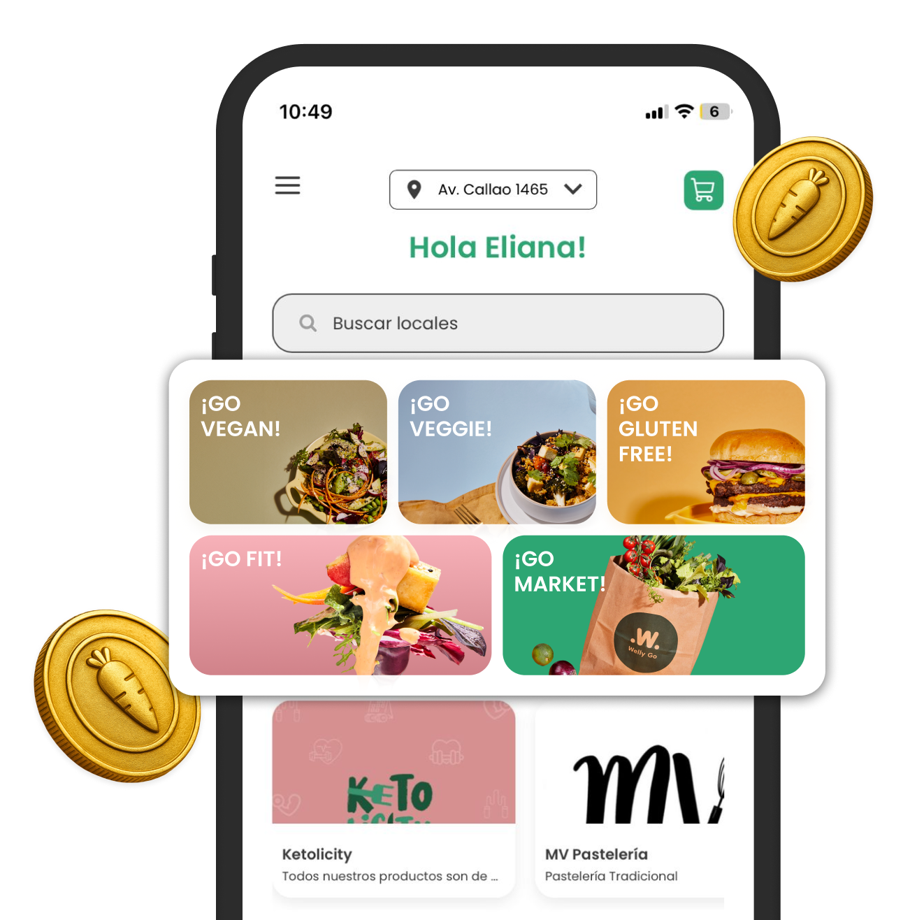App de WellyGo en celular